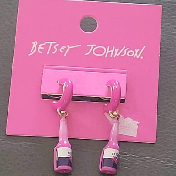 Betsey Johnson Pink Bottle Earrings - Picture 2 of 5
